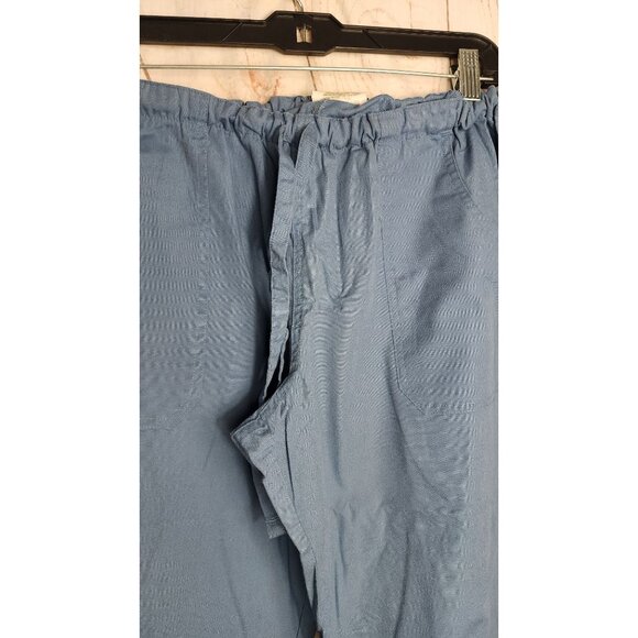 Butter-Soft Large Blue Scrub Pants with Elastic Waist, Drawstring - Picture 5 of 8